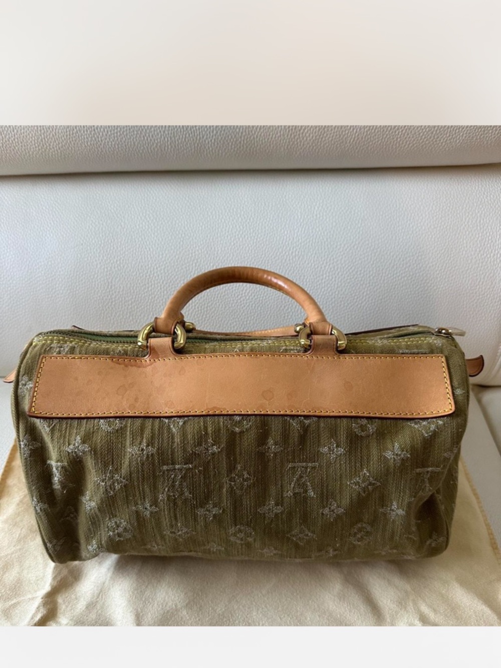 Louis Vuitton Olive Green Monogram Canvas Top-Handle Briefcase with Tan Trim - Picture 4 of 6